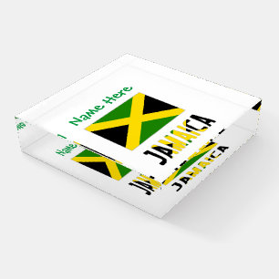 Jamaica and Jamaican Flag Green Personalization  Paperweight