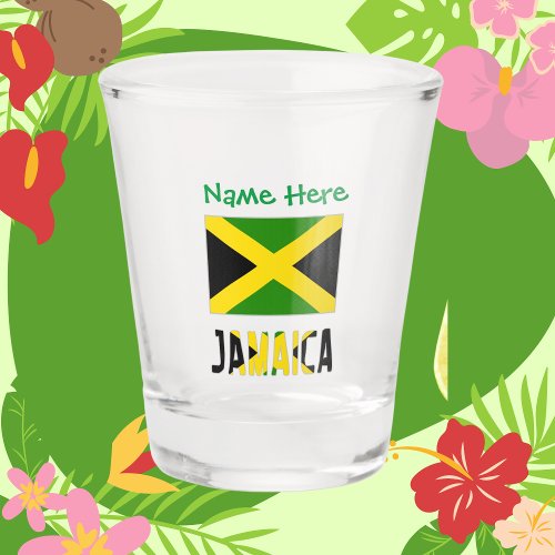 Jamaica and Jamaican Flag Green Personalization  Shot Glass