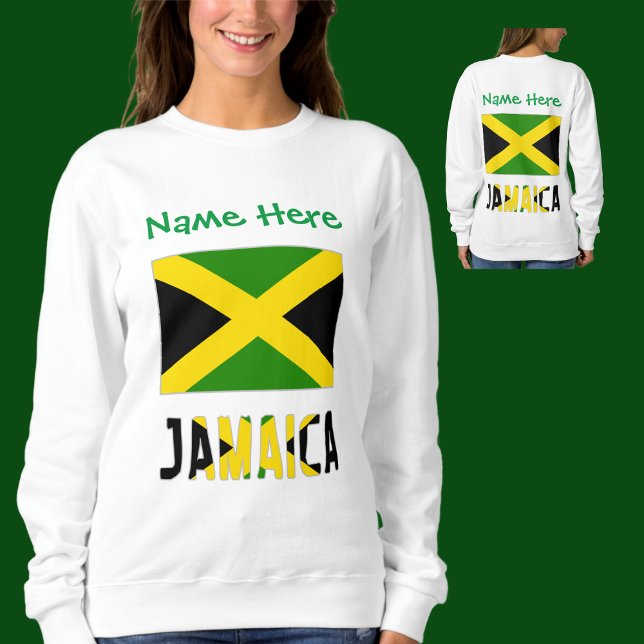 Jamaica and Jamaican Flag Green Personalization  Sweatshirt (Creator Uploaded)