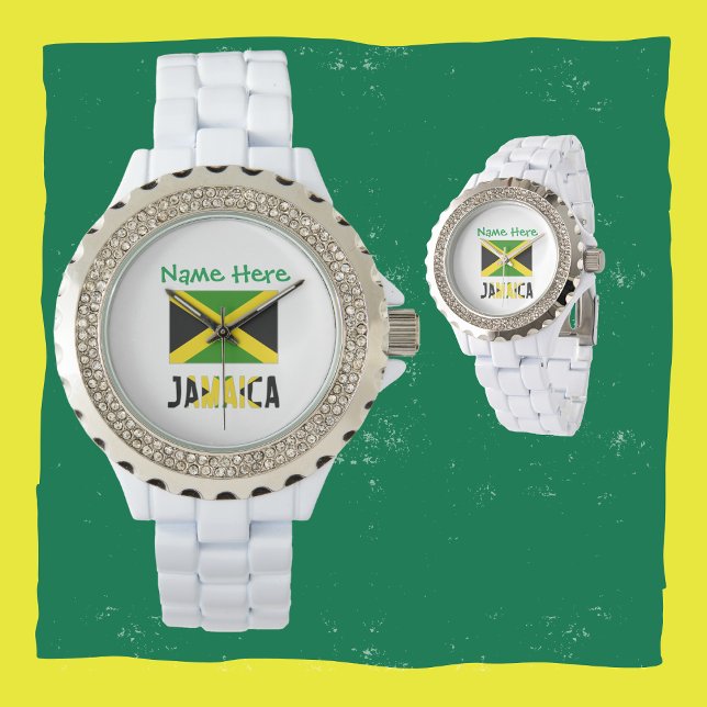 Jamaica and Jamaican Flag Green Personalization  Watch (Creator Uploaded)
