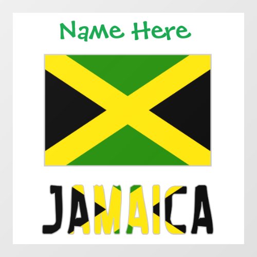 Jamaica and Jamaican Flag Green Personalization  Window Cling