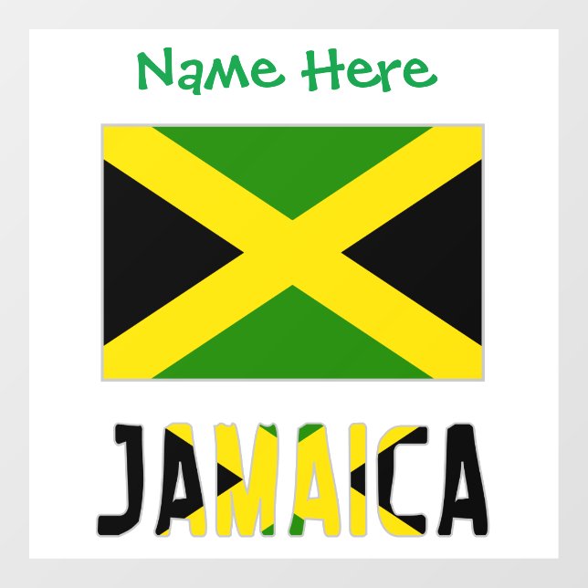 Jamaica and Jamaican Flag Green Personalization  Window Cling (Sheet)