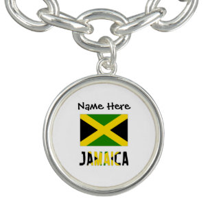 Jamaica and Jamaican Flag Personalized Bracelet