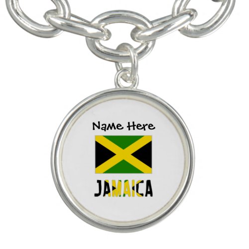 Jamaica and Jamaican Flag Personalized  Bracelet
