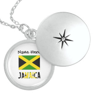 Jamaica and Jamaican Flag Personalized  Locket Necklace