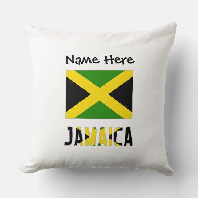 Jamaica and Jamaican Flag Personalized  Throw Pillow (Front)