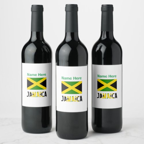 Jamaica and Jamaican Flag Personalized  Wine Label