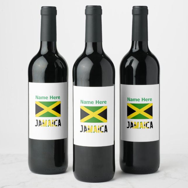 Jamaica and Jamaican Flag Personalized  Wine Label (Bottles)