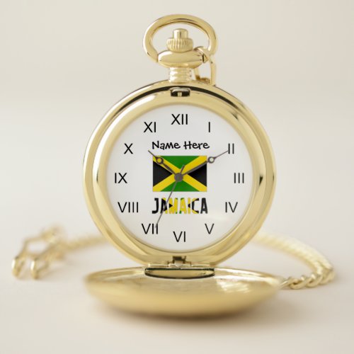 Jamaica and Jamaican Flag with Your Name Pocket Watch