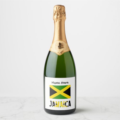 Jamaica and Jamaican Flag with Your Name Sparkling Wine Label