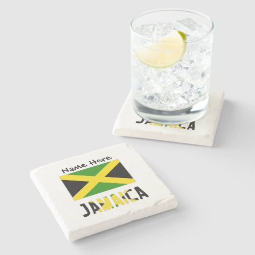 Jamaica and Jamaican Flag with Your Name Stone Coaster