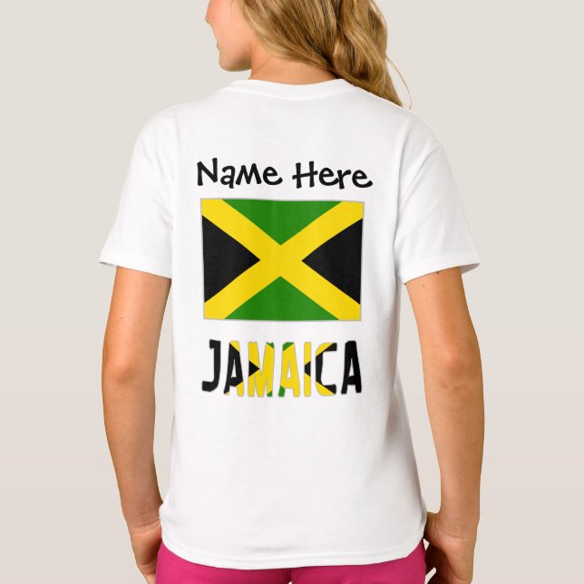 Jamaica and Jamaican Flag with Your Name T-Shirt (Back)