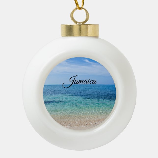 Jamaica Beach Ceramic Ball Christmas Ornament (Front)