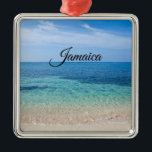 Jamaica Beach Metal Ornament<br><div class="desc">Beautiful ocean tide rolling into a beach in Jamaica on the Caribbean Sea</div>