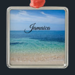 Jamaica Beach Metal Ornament<br><div class="desc">Beautiful ocean tide rolling into a beach in Jamaica on the Caribbean Sea</div>