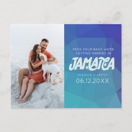 Jamaica Beach Wedding Photo Save the Date Announcement Postcard