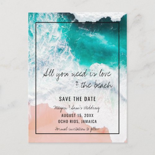 Jamaica Beach Wedding Save the Date Announcement Postcard