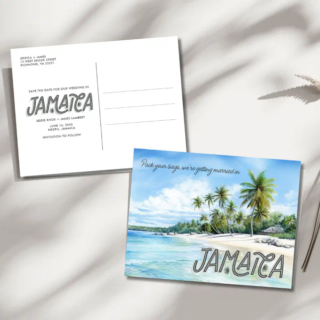 Jamaica Beach Wedding Save the Date Announcement Postcard | Zazzle