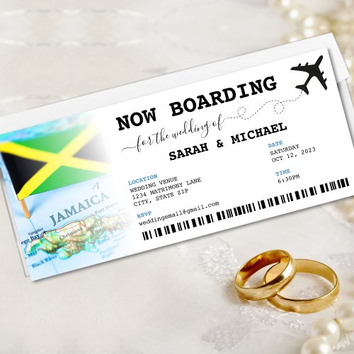 Jamaica Boarding Pass Destination Wedding Invitation