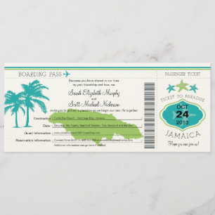 Jamaica Boarding Pass Wedding Invitation