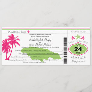 Jamaica Boarding Pass Wedding Invitation