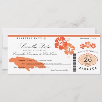 Jamaica Boarding Pass Wedding Save The Date by labellarue at Zazzle