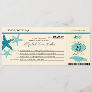 Jamaica Bridal Shower Boarding Pass Invitation