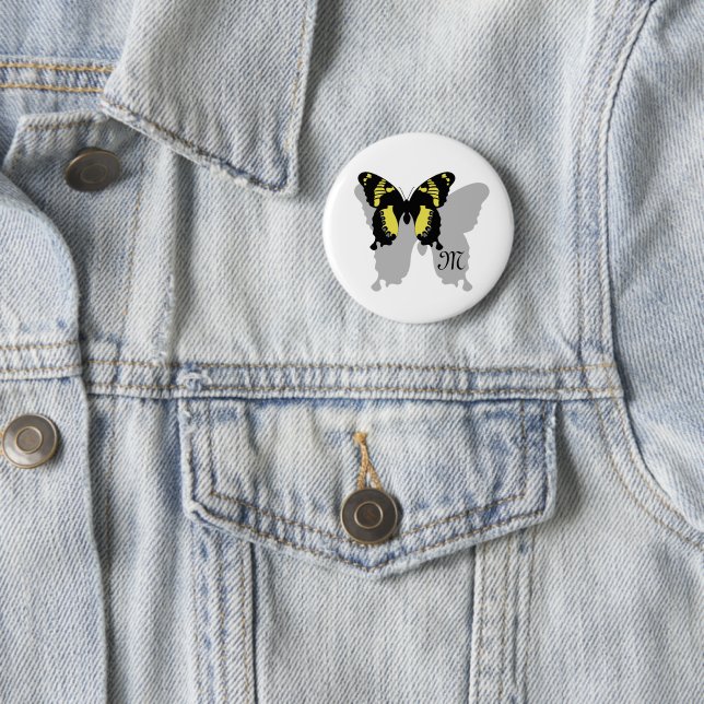 Jamaica Butterfly Shadow Monogram Button (In Situ)