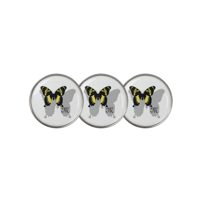 Jamaica Butterfly Shadow Monogram Golf Ball Marker (3 Up)