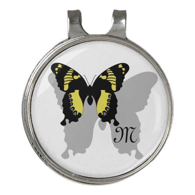 Jamaica Butterfly Shadow Monogram Golf Hat Clip (Front)