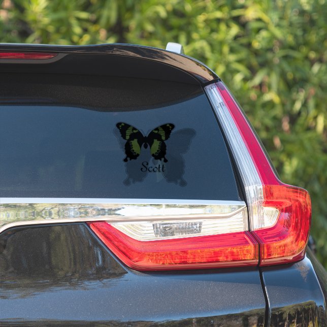 Jamaica Butterfly Shadow Name Tag Sticker (Car Side)