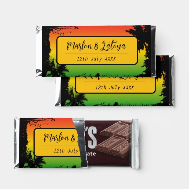 Jamaica Caribbean Beach Wedding Hershey Bar Favors (Front)