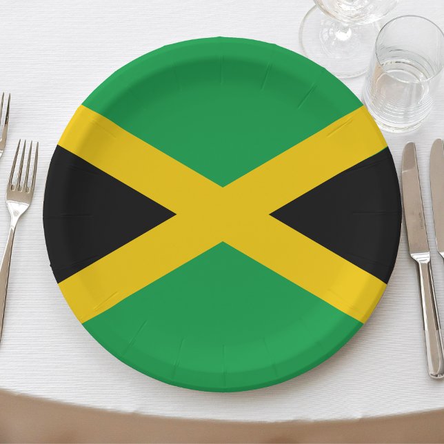 Jamaica Caribbean Jamaican Flag Paper Plates (jamaica jamaican flag paper plates)