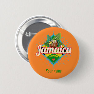 Jamaica caribbean retro flag vacation vintage button