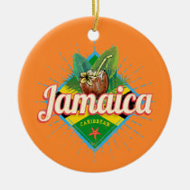 Jamaica caribbean retro flag vacation vintage ceramic ornament