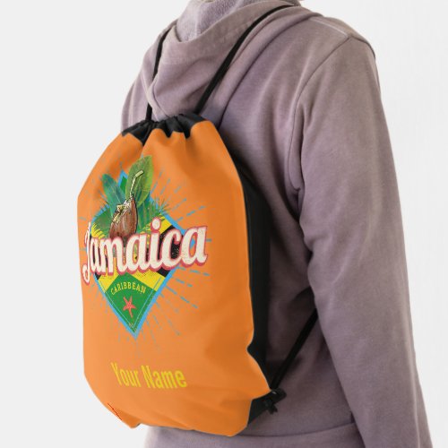 Jamaica caribbean retro flag vacation vintage drawstring bag