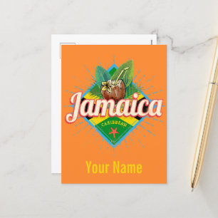 Jamaica caribbean retro flag vacation vintage holiday postcard