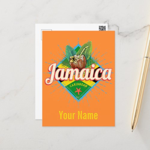 Jamaica caribbean retro flag vacation vintage holiday postcard