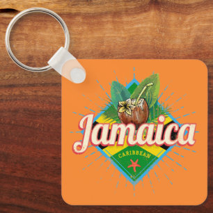 Jamaica caribbean retro flag vacation vintage keychain