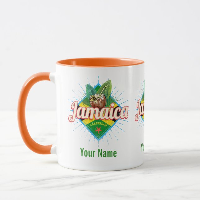 Jamaica caribbean retro flag vacation vintage mug (Left)