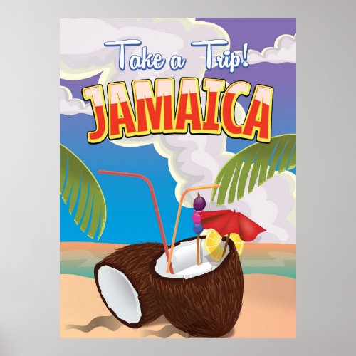 Jamaica Cartoon travel poster