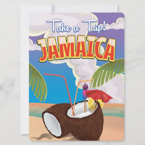 Jamaica Cartoon travel poster Invitation