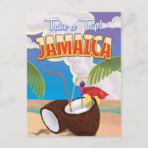 Jamaica Cartoon travel poster Postcard
