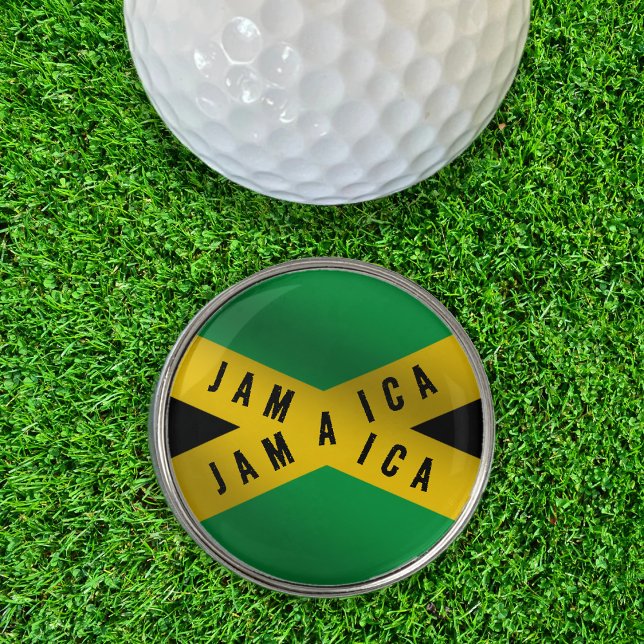 Jamaica Caution Tape Green Gold Jamaican Flag  Golf Ball Marker (jamaican flag golf ball marker)