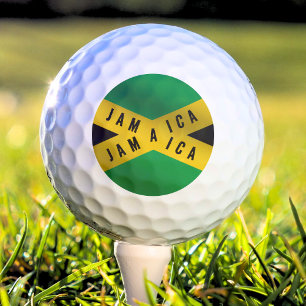 Jamaica Caution Tape Green Gold Jamaican Flag Golf Balls