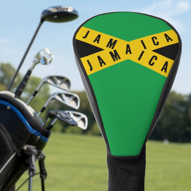 Jamaica Caution Tape Green Gold Jamaican Flag  Golf Head Cover (jamaica jamaican flag golf head cover)