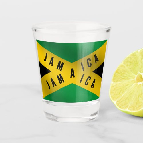 Jamaica Caution Tape Green Gold Jamaican Flag  Shot Glass