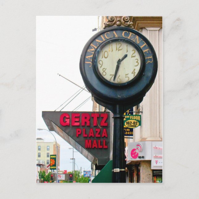 Jamaica Center cast iron clock postcard (Front)