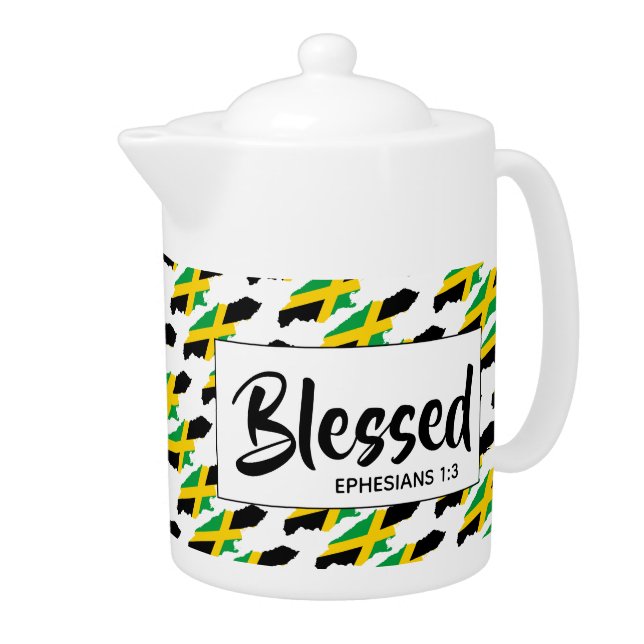 JAMAICA Christian Scripture Blessed MEDIUM Teapot (Right)