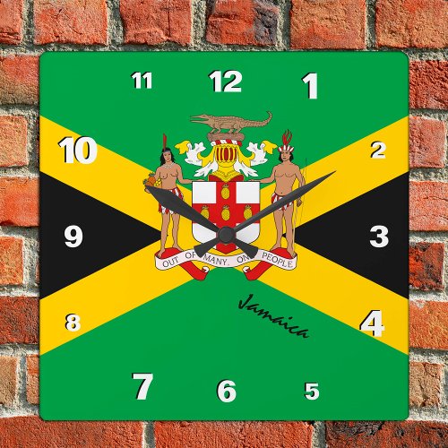 Jamaica Clock patriotic home Jamaican Flag Square Wall Clock